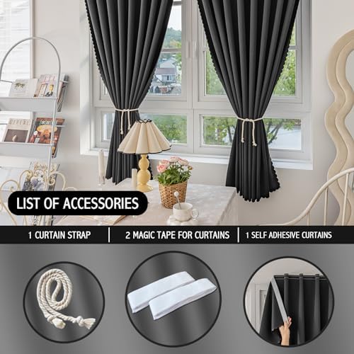 Jilron Magic Tape Curtains Blackout Panels 2 Pack