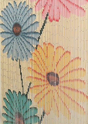 Wood Beaded Curtain - 90 Strands - Boho Door Beads - Handmade Hand Painted