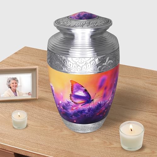 Purple Butterfly Cremation Urn for Human Ashes