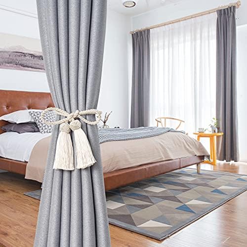 NICEEC Double-Ended Tassel Curtain Tiebacks Beige