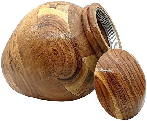 Handcrafted Wooden Urn for Human Ashes with Velvet Bag