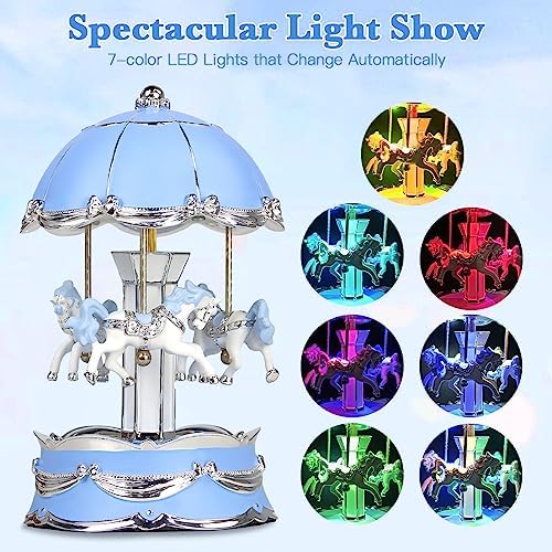 Carousel Horse Music Box Gifts You Are My Sunshine Blue