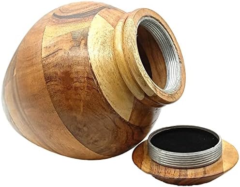 Handcrafted Wooden Urn for Human Ashes with Velvet Bag