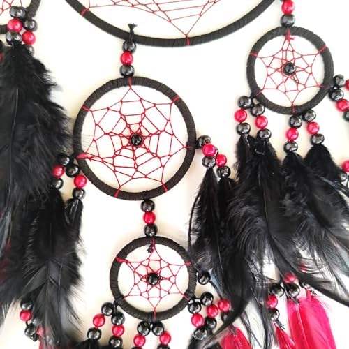 SOYUZU Red and Black Dream Catcher Wall Decor
