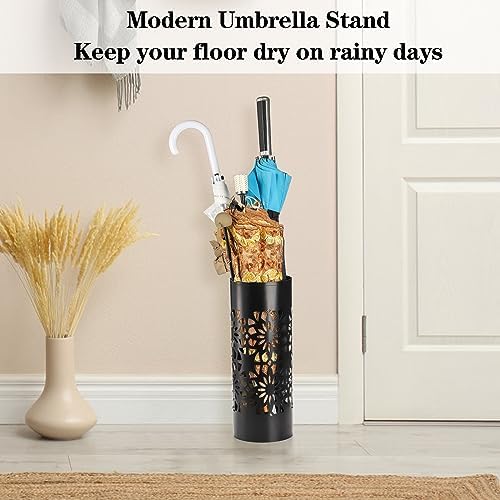 Bekith Metal Umbrella Stand Black Round Holder for Entryway Home Office