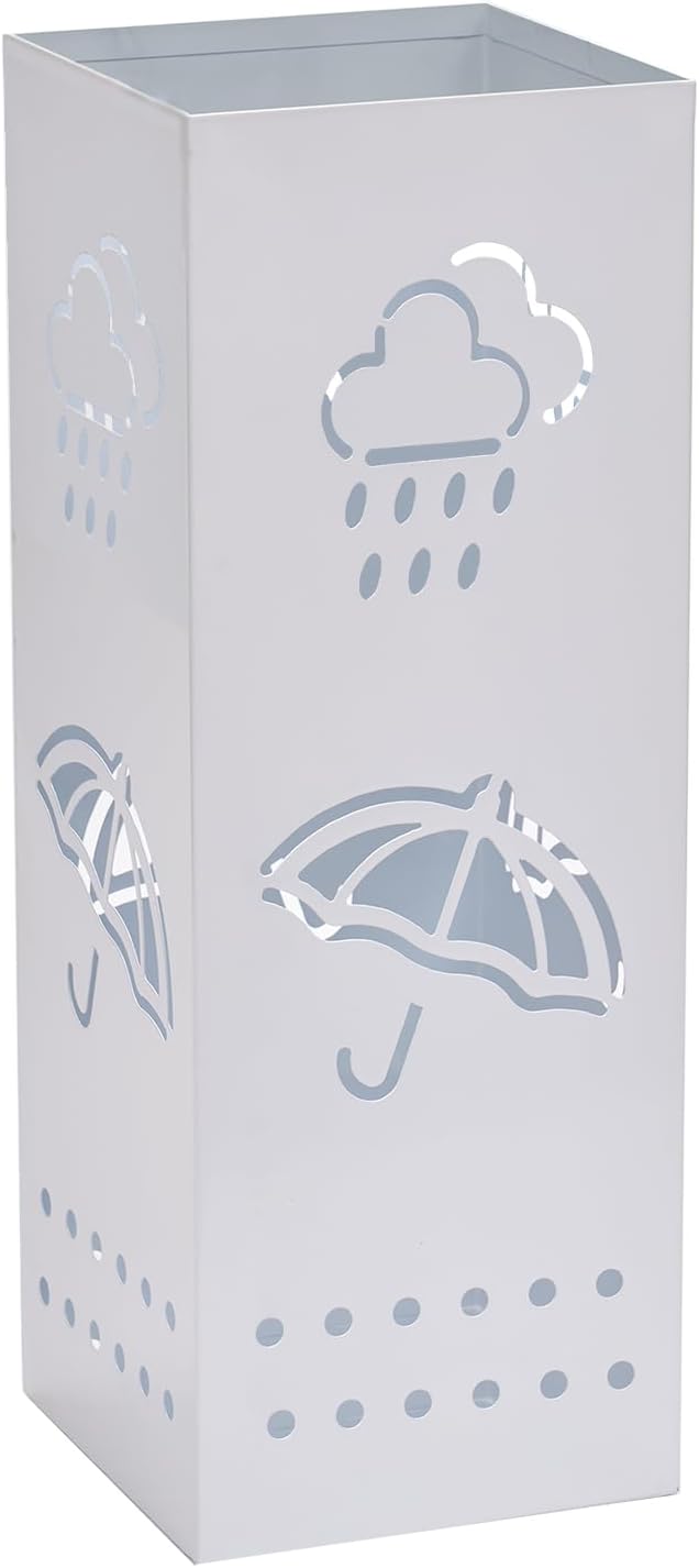 Metal Umbrella Stand for Entryway 6x6x17 Inch White Square Organizer
