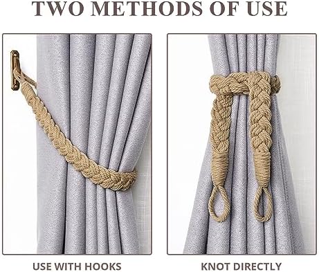 NICEEC 4 Pack Natural Cotton Rope Curtain Tiebacks