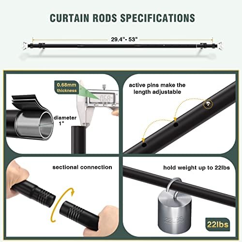 Black 1 Inch Adjustable Single Window Rod with Crystal Diamond Finials