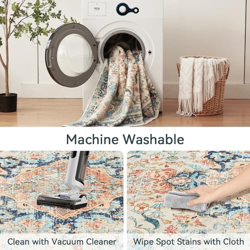 Topllen Runner Rug 26x8 Boho Washable Kitchen Rug
