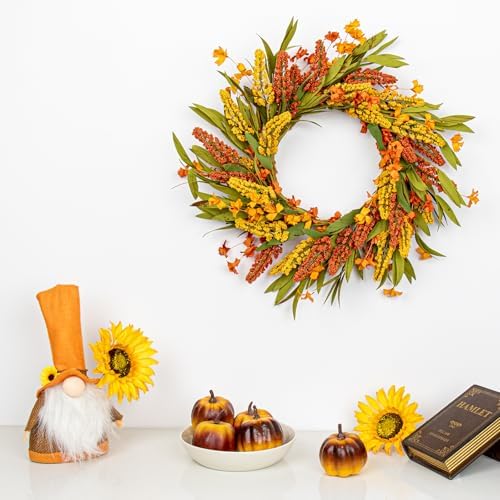 VioletEverGarden 20 Inch Autumn Wreath for Front Door