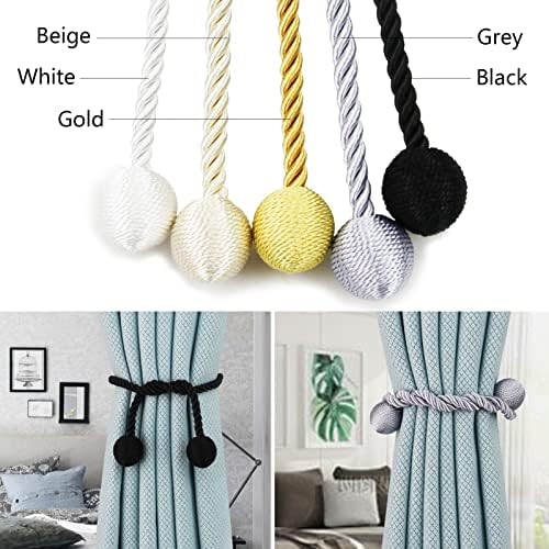 4 Pack Beige Curtain Tiebacks with Woven Texture