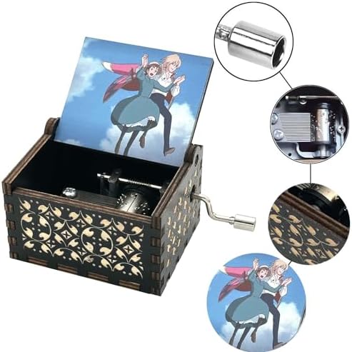 Pursuestar Howl Moving Castle Merry Go Round Wood Music Box 1