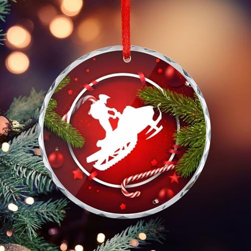 Snowmobile Car Glass Ornament 31 Inch Christmas Decor