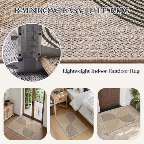 Lahome Rainbow Easy Jute Rug for Entryway and Kitchen