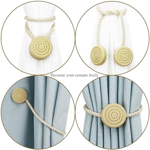 Magnetic Curtain Tie Backs 2 Pack Beige