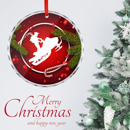 Snowmobile Car Glass Ornament 31 Inch Christmas Decor