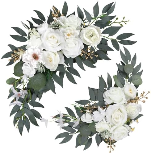 White Wedding Arch Flowers 2PCS Artificial Floral Swag