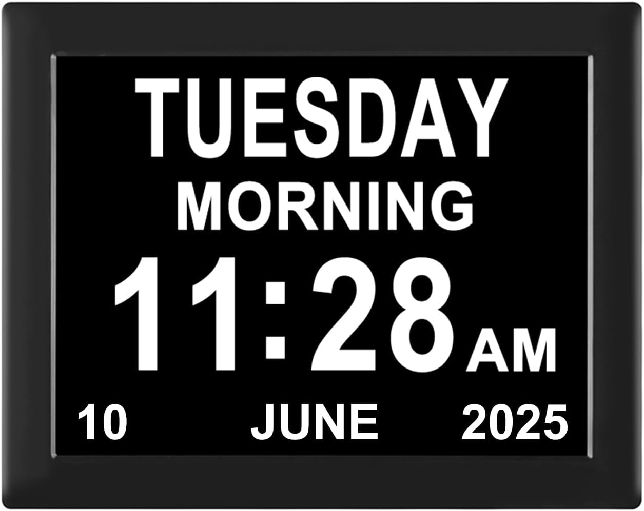 Jaihonda 8 Alarm Dementia Clock with Day Date Display