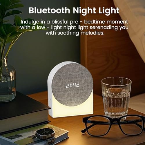 LOCZAR White Noise Alarm Clock with Night Light and Bluetooth Speaker