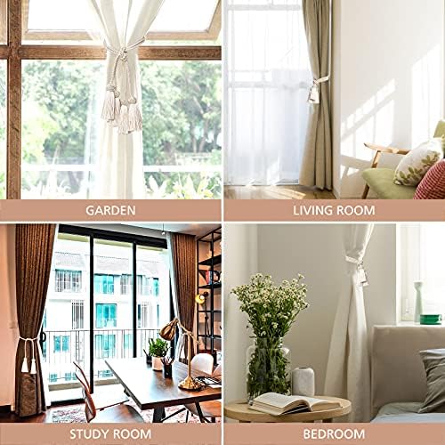 NICEEC Double-Ended Tassel Curtain Tiebacks Beige