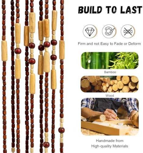 32 Lines Wooden Bead Curtain for Home Decor