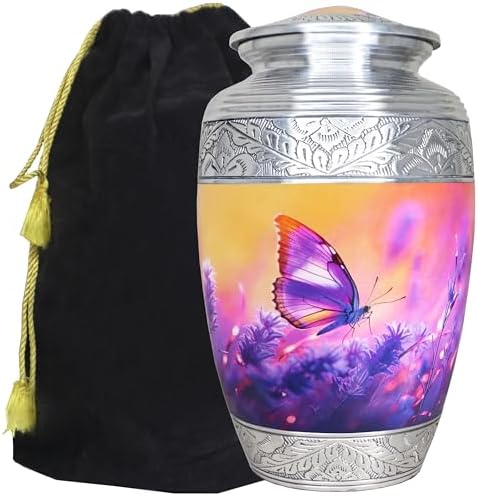Purple Butterfly Cremation Urn for Human Ashes