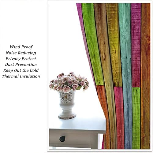 Colorful Wooden Bathroom Curtain 2 Panel Set W42xL45in