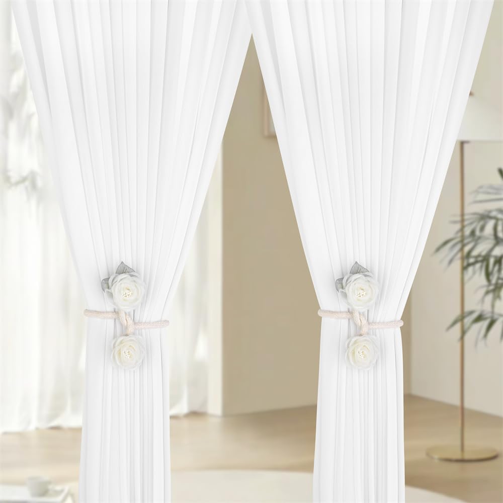 Handmade Artificial Rose Flower Curtain Holdbacks - Beige