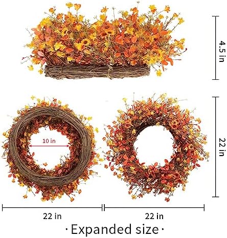 22 Inch Fall Wreath with Orange Eucalyptus and Berries