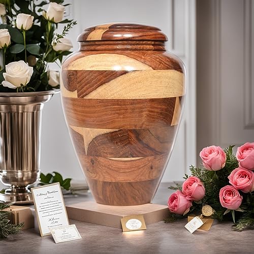 Small Wooden Cremation Urn - Handcrafted Memorial for Human and Pet Ashes