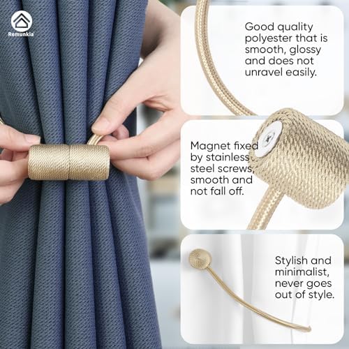 Remunkia Magnetic Curtain Tiebacks 2 Pack - Beige