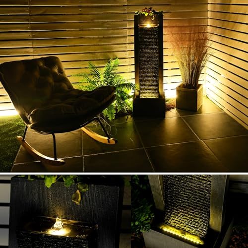 Sunlinua Outdoor Water Fountain with LED Lights and Durable Pump