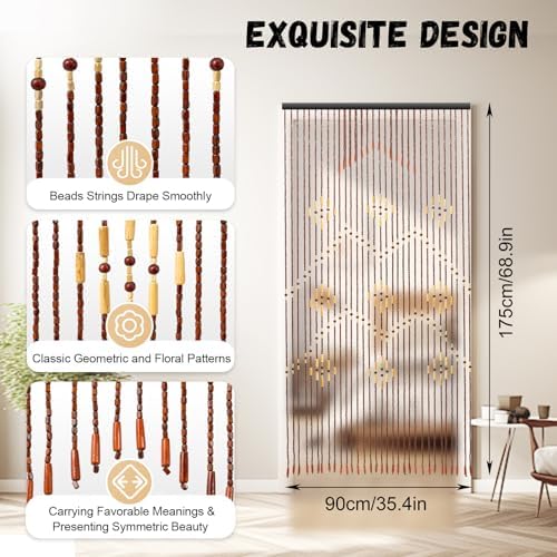 32 Lines Wooden Bead Curtain for Home Decor