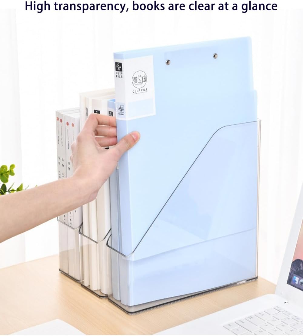 Acrylic Magazine Holder 2PCS Clear Book Organizer with 3pcs Silicone Bookmarks