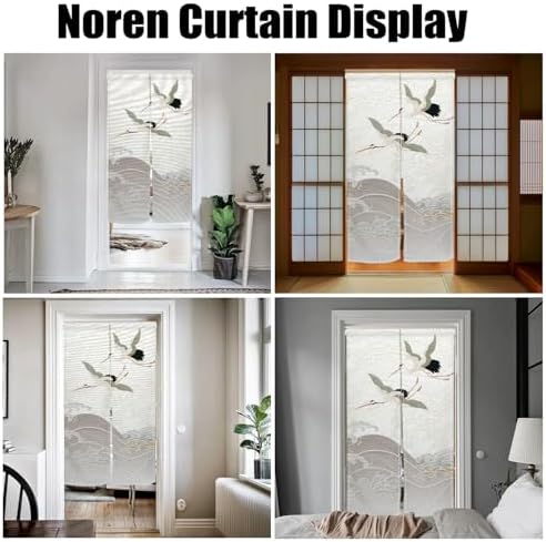 Japanese Style Doorway Curtain with Cranes Pattern 335 x 709