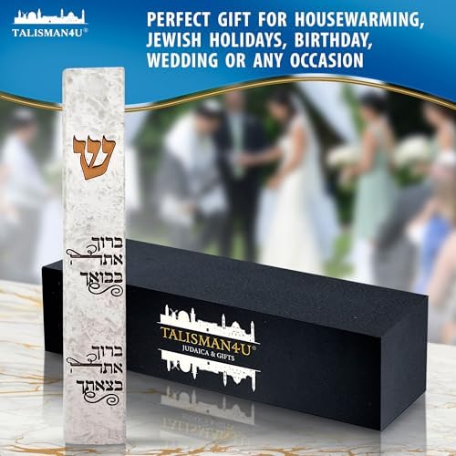 Talisman4u Modern Marble Mezuzah Case with Scroll