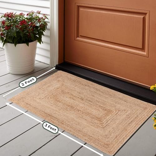 2x3 Jute Entry Mat - Reversible Handwoven Rug for Kitchen or Hallway
