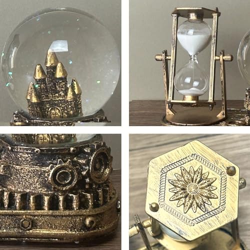 LED Crystal Snow Globe with Hourglass Sand Timer and Musical Music Box