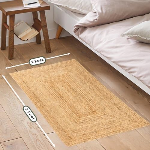 2x3 Jute Entry Mat - Reversible Handwoven Rug for Kitchen or Hallway