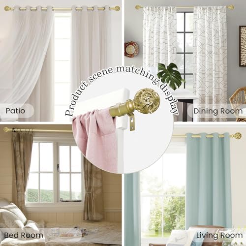Gold Adjustable Heavy Duty Curtain Rods 36-88 Inches