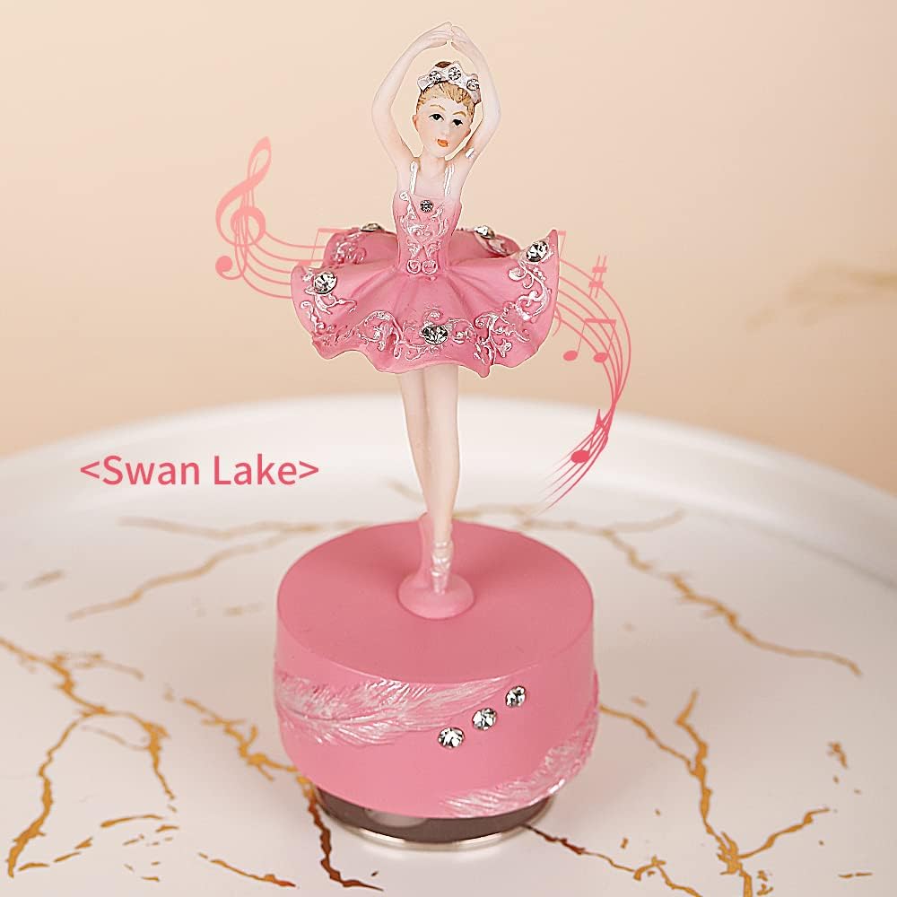 Molchagar Ballerina Rotating Music Box Figurine Pink