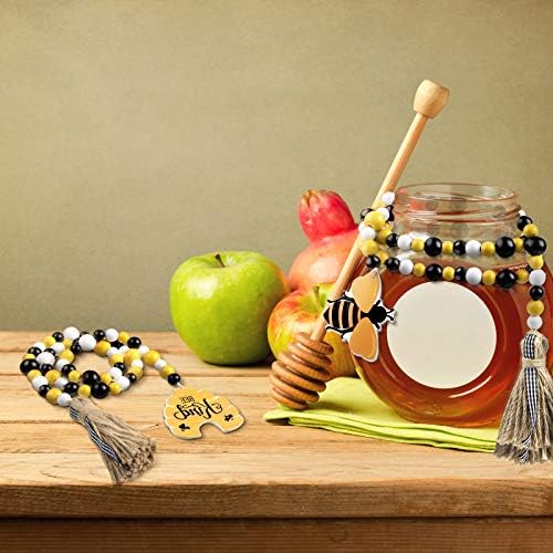 Jetec 2 Piece Honey Bee Wood Bead Garland with Tassels