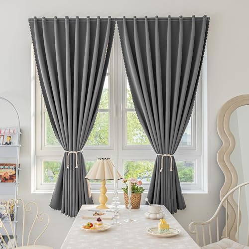 Jilron Magic Tape Blackout Curtains No Drill 2 Panels