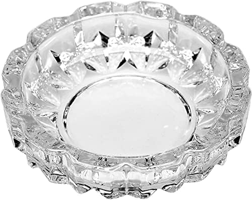 Crystal Glass Cigar Cigarette Ashtray Round Tabletop