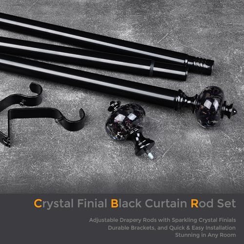 JRZOO Black Curtain Rod 30-88 Inches Adjustable