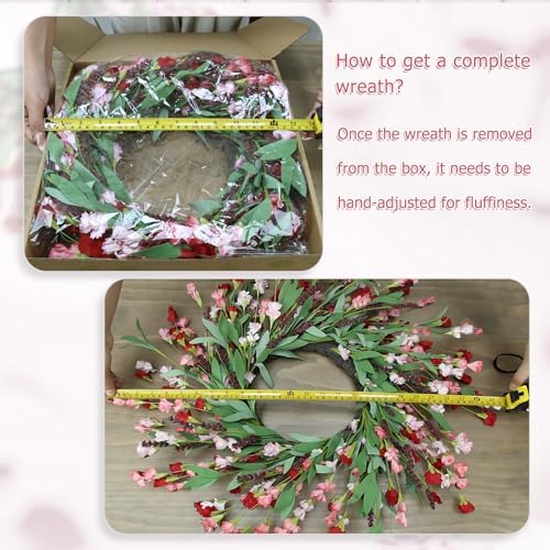 24 Inch Artificial Spring Wreath Red Pink