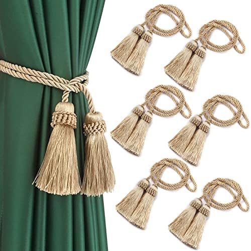 Fenghuangwu Curtain Tiebacks Handmade Decorative Holdbacks Rope with Tassel