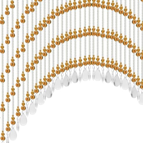 Arched Crystal Curtain with 60 Strings Amber Door Frame Beads