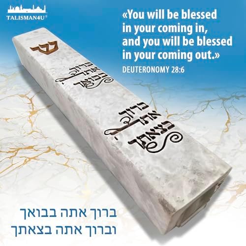 Talisman4u Modern Marble Mezuzah Case with Scroll
