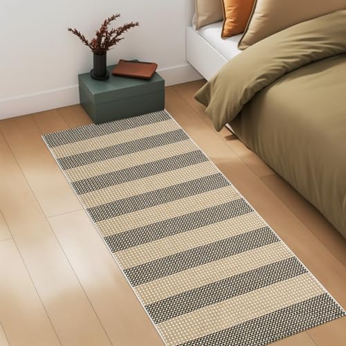 Striped Front Door Mat 24x51 Cotton Woven Rug